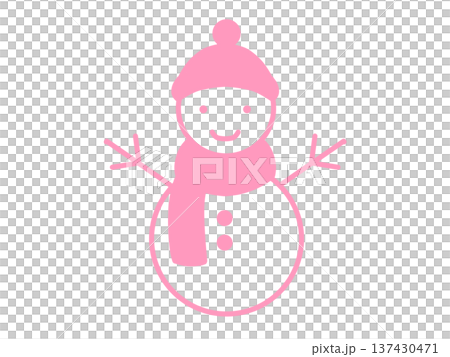 雪だるまアイコン　シンプル　ピンク 137430471
