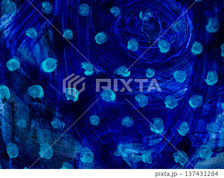 Abstract Blue Paint with Turquoise Dots Resembling Starry Night Pattern 137431284