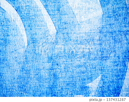 Abstract Blue and White Impressionist Paint Strokes on Textured Canvas 137431287