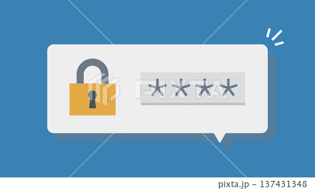 錠とパスワードの吹き出し 137431348