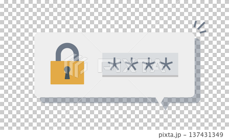 錠とパスワードの吹き出し 137431349