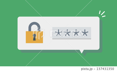 錠とパスワードの吹き出し 137431350