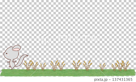 土筆の中を歩くチンチラのイラスト 137431365