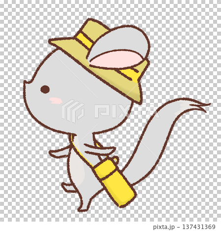 帽子をかぶったチンチラが歩いているイラスト 137431369
