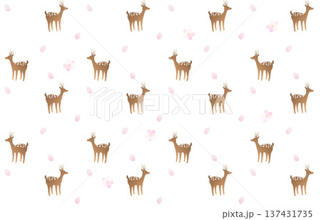 鹿と桜 137431735