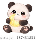 三日月を持ったパンダのイラスト 137431831