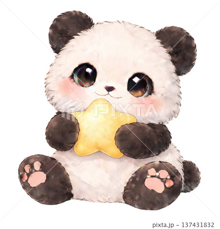 星を持ったパンダのイラスト 137431832