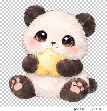 星を持ったパンダのイラスト 137431832