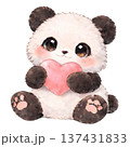 ハートを持ったパンダのイラスト 137431833