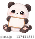 メッセージボードを持ったパンダのイラスト 137431834