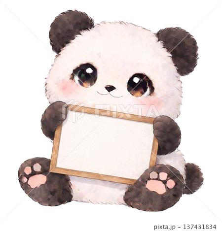 メッセージボードを持ったパンダのイラスト 137431834