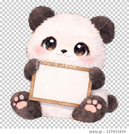 メッセージボードを持ったパンダのイラスト 137431834