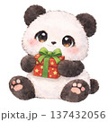 【クリスマス】プレゼントを持ったパンダのイラスト 137432056