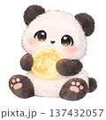 満月を持ったパンダのイラスト 137432057