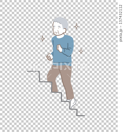 Illustration material of a senior man climbing the stairs 137432112