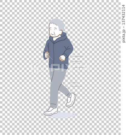 一位老人奔跑的插畫素材 一位老人奔跑的插畫素材 137432114
