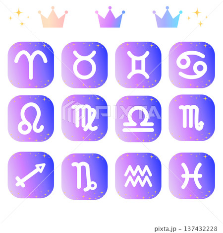 12星座シンプルアイコンセット 12星座シンプルアイコンセット 137432228
