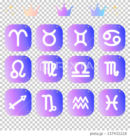 12 constellations simple icon set 137432228