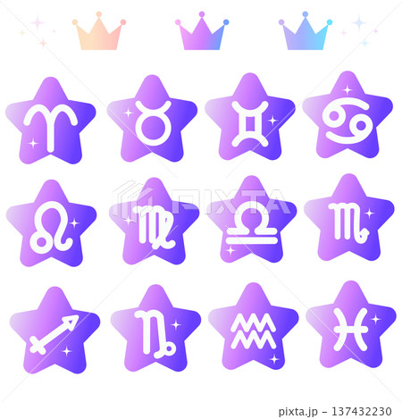 12星座シンプルアイコンセット　星型 137432230
