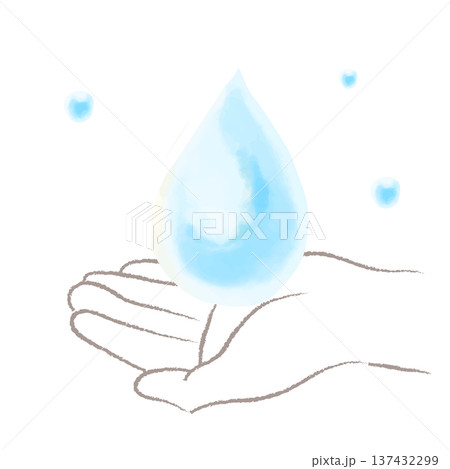 水彩で描いた素敵を手で包むイラスト 137432299