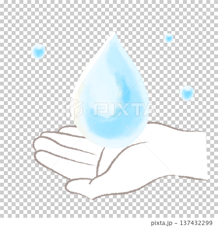 水彩で描いた素敵を手で包むイラスト 137432299
