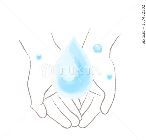水彩で描いた素敵を手で包むイラスト 137432302