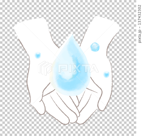 水彩で描いた素敵を手で包むイラスト 137432302
