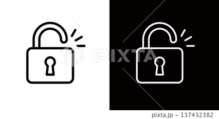 南京錠の開錠やアンロックのアイコン,防犯システム・暗号化、ネットワークセキュリティに関連するアイコン 137432382