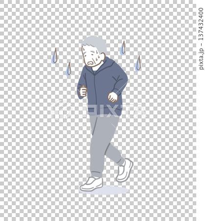 插畫素材:一個男人面露痛苦表情地奔跑 插畫素材:一個男人面露痛苦表情地奔跑 137432400