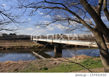 柴山の伏せ越し付近の元荒川に架かる常福寺橋 137432410
