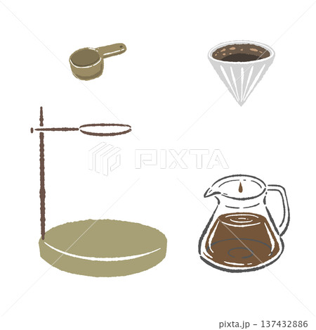コーヒードリップ器具のセットイラスト 137432886