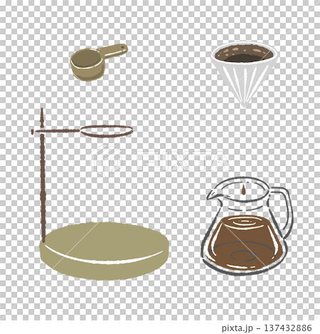 コーヒードリップ器具のセットイラスト 137432886