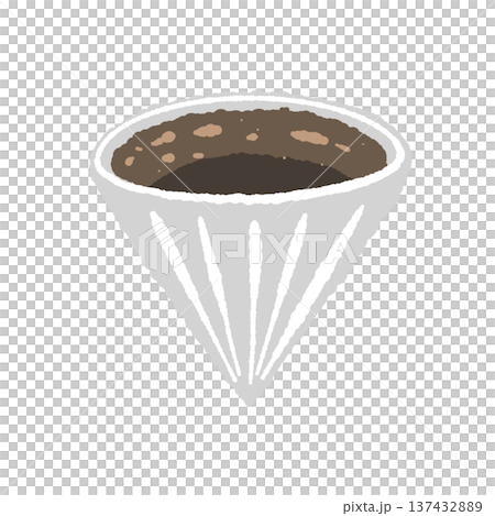 円錐型コーヒードリッパー（粉入り）のイラスト 137432889