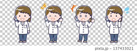 A female "pharmacist" using a smartphone A female "pharmacist" using a smartphone 137433021