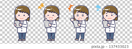 一位女性「藥劑師」正在使用藥片 137433023