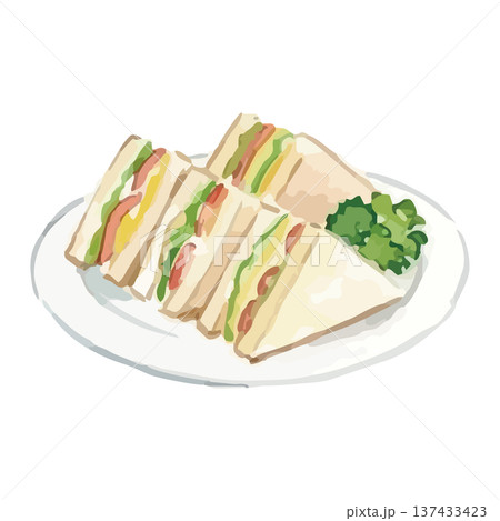 水彩風のサンドイッチのイラスト 137433423
