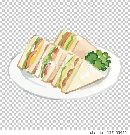 水彩風のサンドイッチのイラスト 137433423