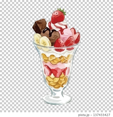 水彩風のパフェのイラスト 137433427