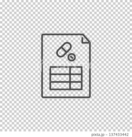お薬の処方箋・医療費明細のベクターアイコン (線画) Editable stroke お薬の処方箋・医療費明細のベクターアイコン (線画) Editable stroke 137433442