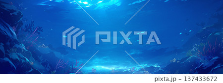青々とした海中の景色、アニメ風 137433672