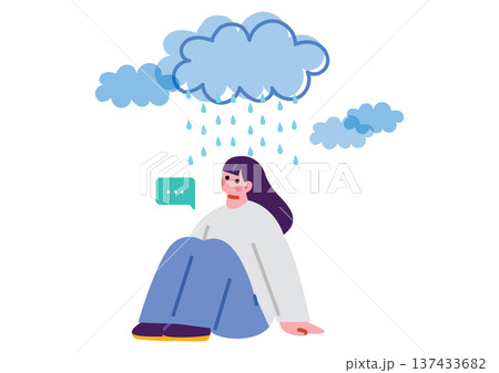 憂鬱な気持ちの女性のイラスト 137433682