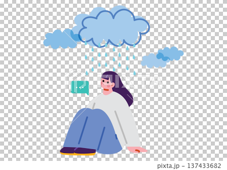 憂鬱な気持ちの女性のイラスト 137433682