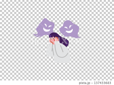 精神を患う女性のイラスト 137433683