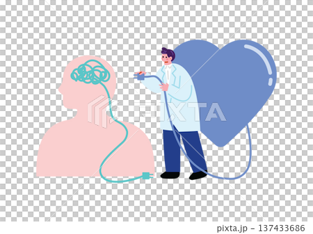 心の治療をする精神科医のイラスト 心の治療をする精神科医のイラスト 137433686