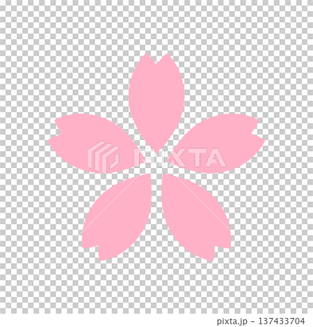 ピンク色のシンプルな桜のアイコン 137433704