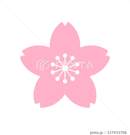 ピンク色のシンプルな桜のアイコン ピンク色のシンプルな桜のアイコン 137433706