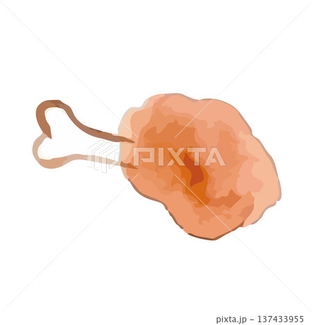 水彩風の骨付き肉のイラスト 137433955