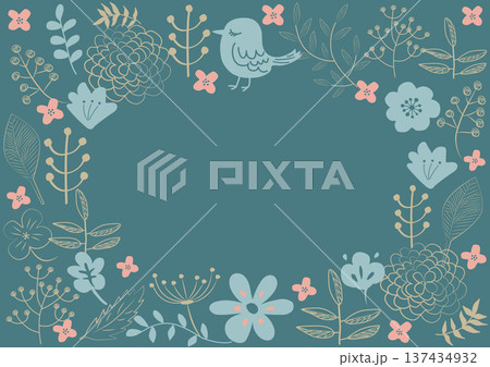 北欧風花柄フレーム 137434932