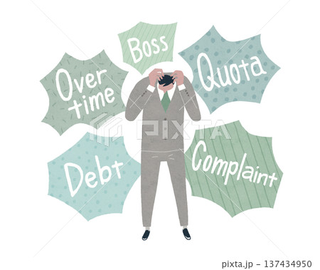 苦手なことに押しつぶされそうになるビジネスマン 137434950