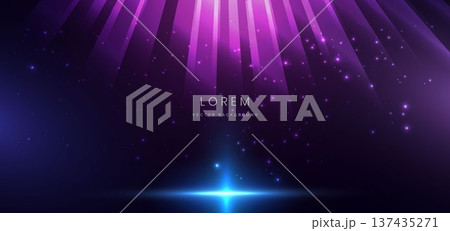 Purple spotlight rays with glowing star abstract cosmic background. 137435271